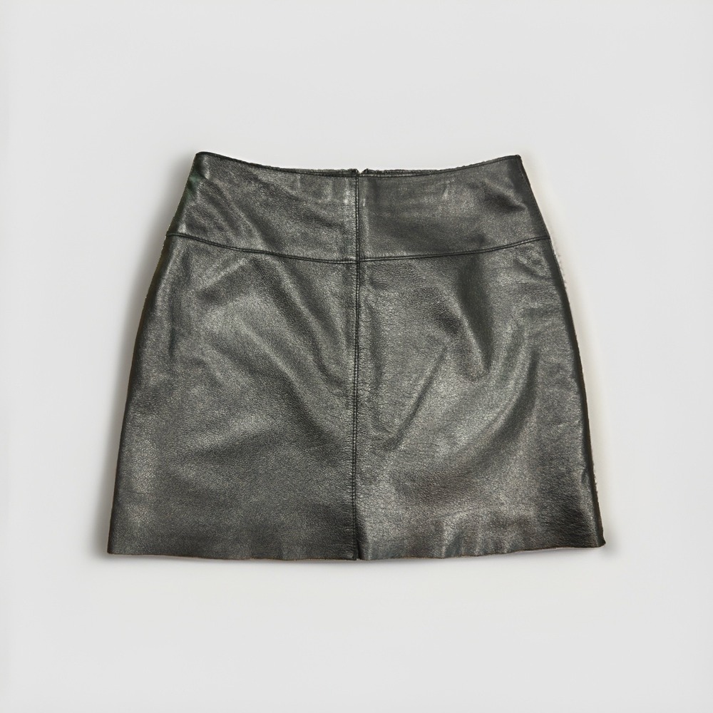 Wilsons Leather Maxima Black Genuine Leather Mini Skirt Womens 4 26 Lined Zip